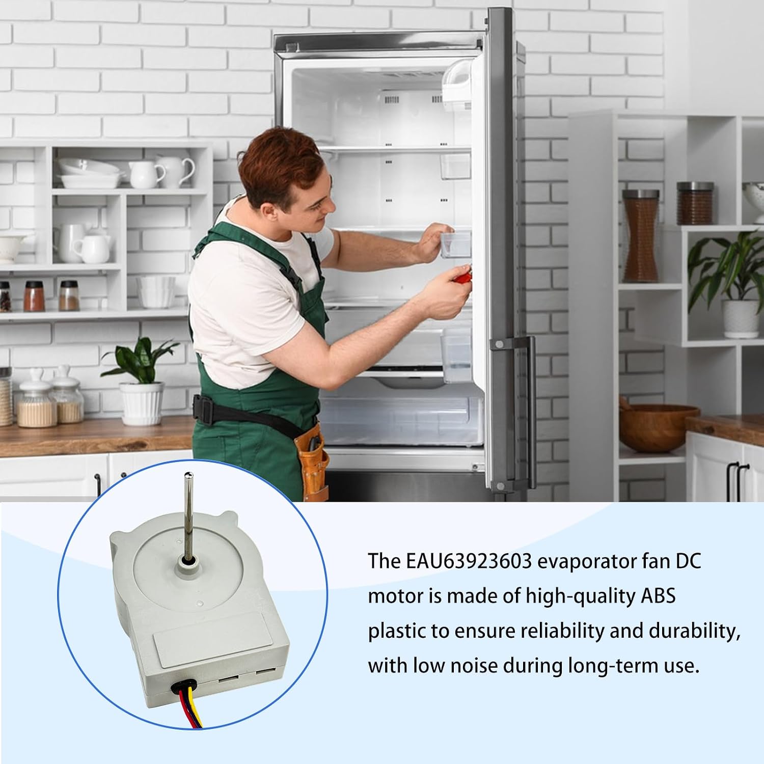 EAU63923603 Refrigerator Evaporator Fan Motor Compatible with LG Refrigerator Freezer Replace EAU65058305, AP6317197, PS12383671, EAP12383671,PD00045140 12V 1A