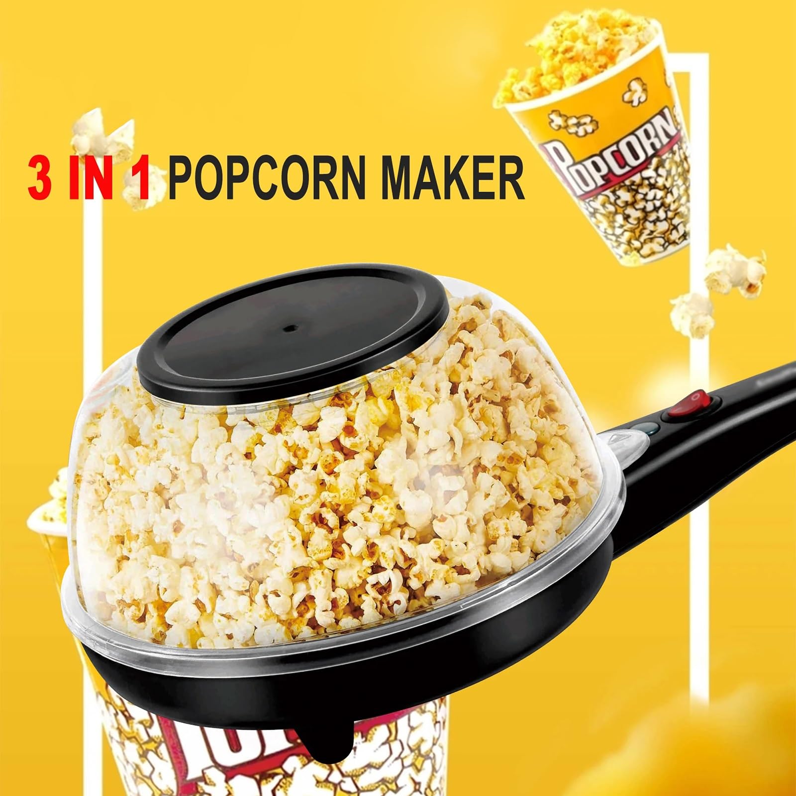 Máquina de hacer palomitas maíz for el hogar, máquina tortitas eléctrica antiadherente for cocina, Chico, hecho en casa, aperitivos película Diy Máquina de palomitas