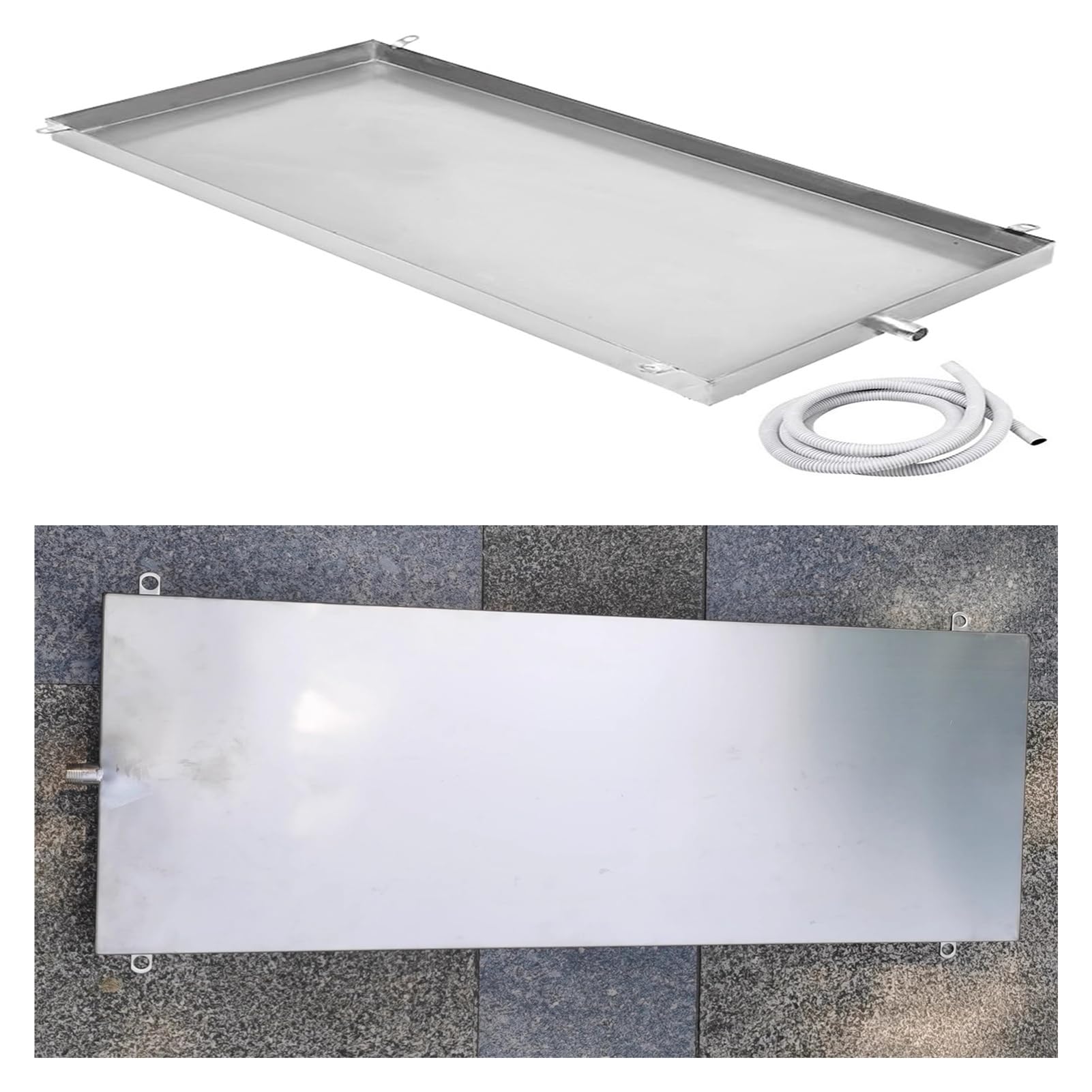 Evite multas por goteo con la bandeja de aire acondicionado de acero de 127 cm