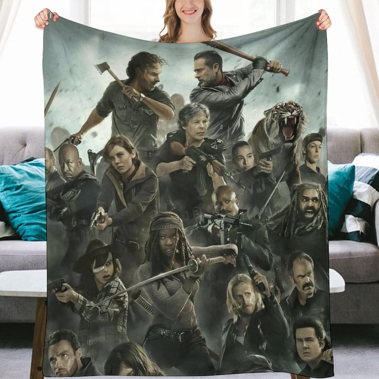 Couverture D'Halloween En Microfibre - Motif 'The Walking Dead' Apocalyptique - 130 X 150 Cm