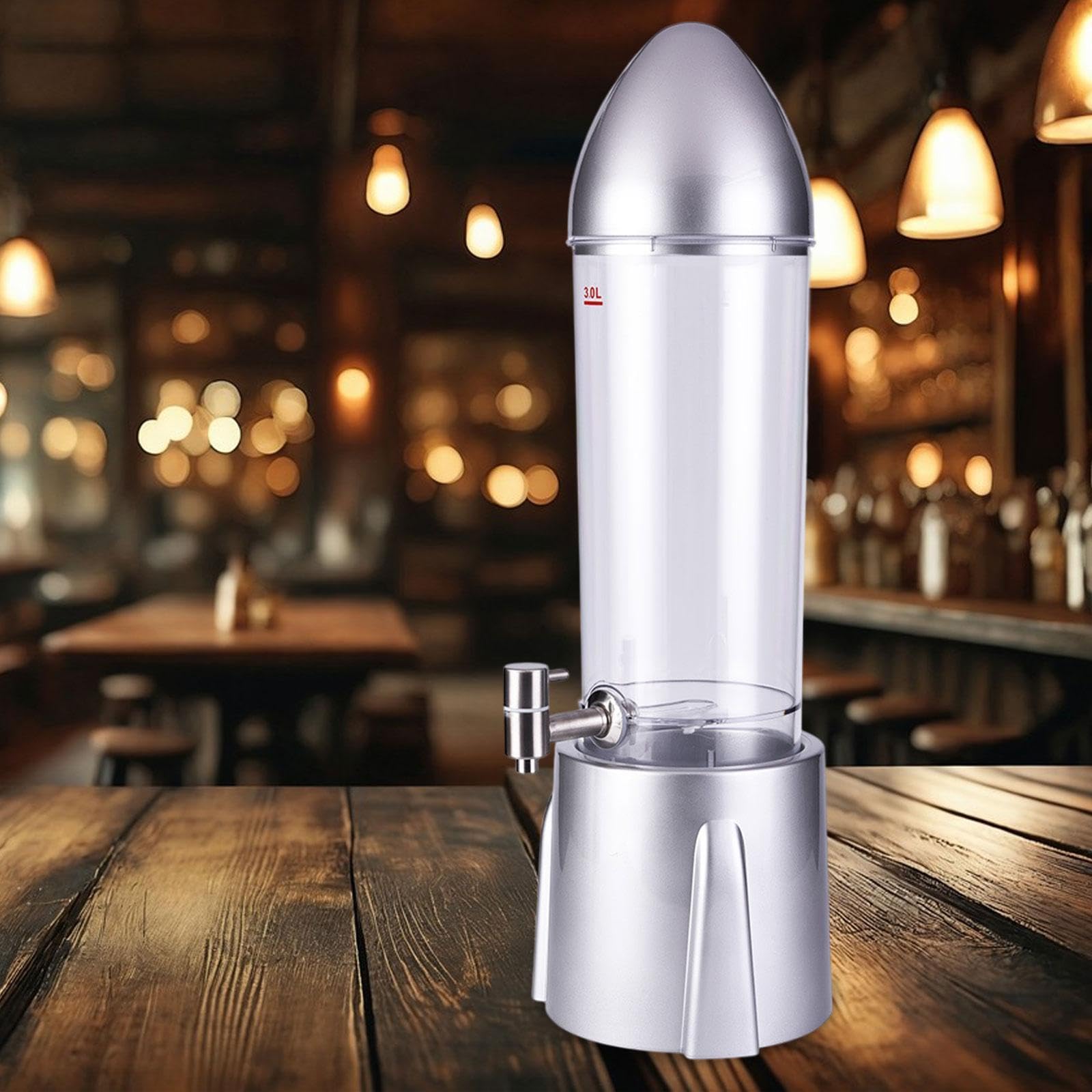 Dispensador de Cerveza, Dispensador de Bebidas, Barril de Cerveza Comercial de 3 litros, Dispensador de Bebidas con Grifo para Salón, Día de Partido, Plata