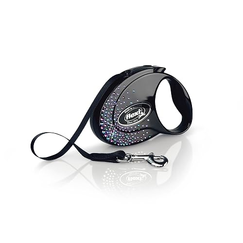 Flexi Glam Splash Mystic Tape Onyx-Black - Correa retráctil para Perros de hasta 12 kg, 3 m, Color Negro