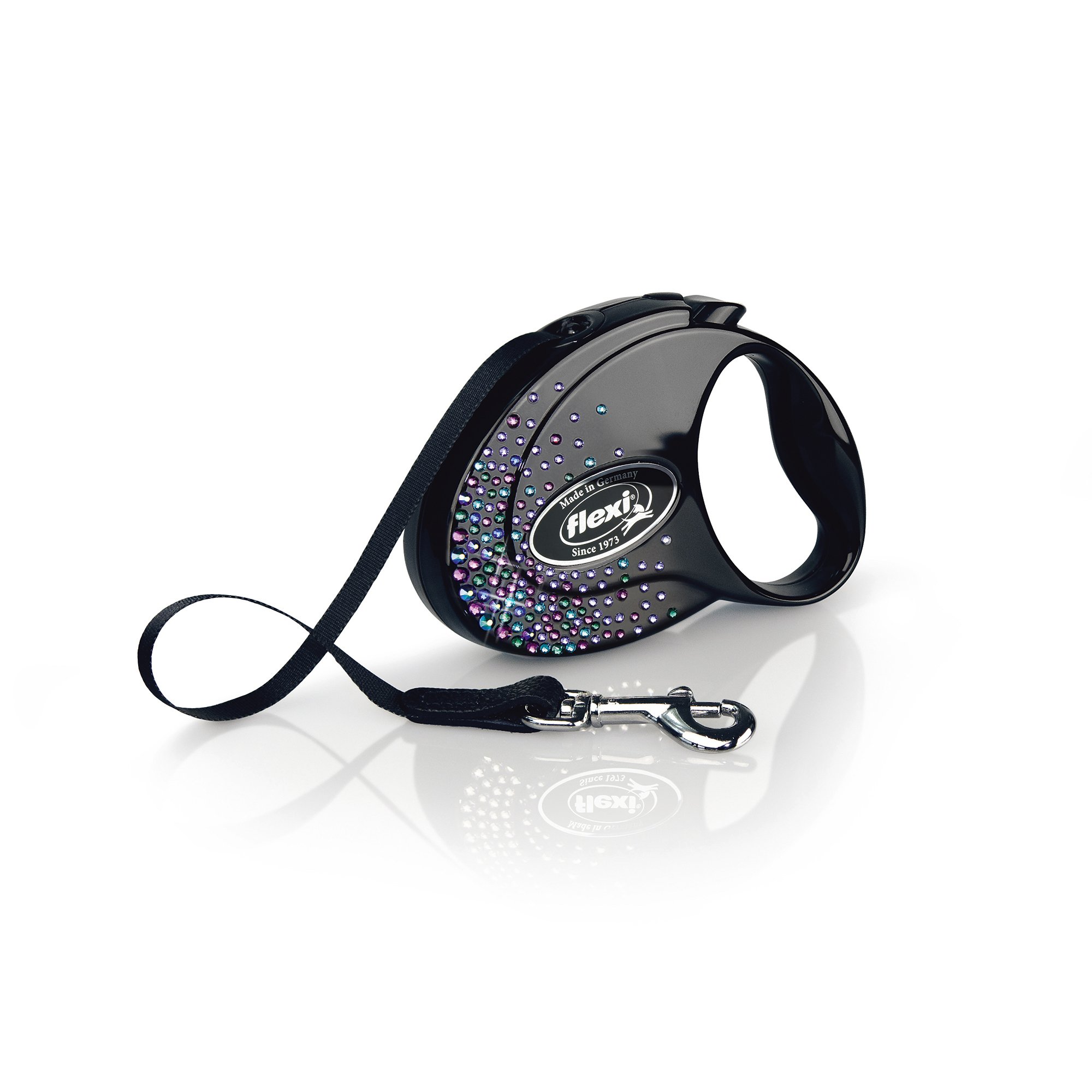 FLEXI Glam Splash Mystic with Swarovski Crystals S - Dog Retractable Lead - 3 m - Black