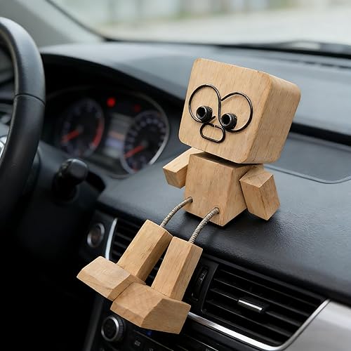 Car Dashboard & Desk Decorations, Shaking Wooden Man Figurine, Funny