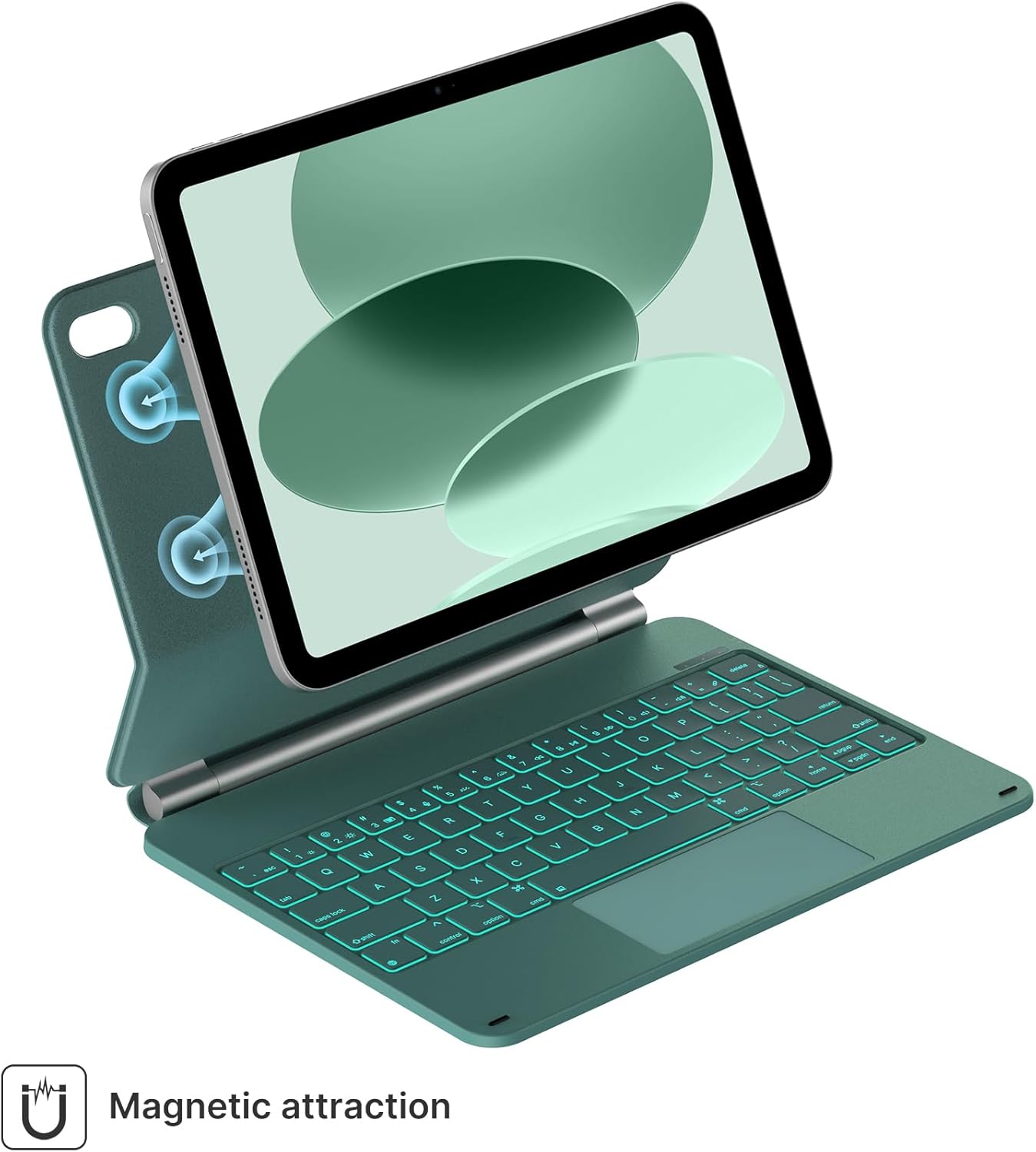 typecase Edge Keyboard Case for iPad 11th Gen A16 (2025) & 10th Gen 10.9" (2022) – Multi-Touch Trackpad, 11-Color Backlit Magic-Style Keyboard – Floating Magnetic Stand, Pencil Holder – Midnight Green - Image 3