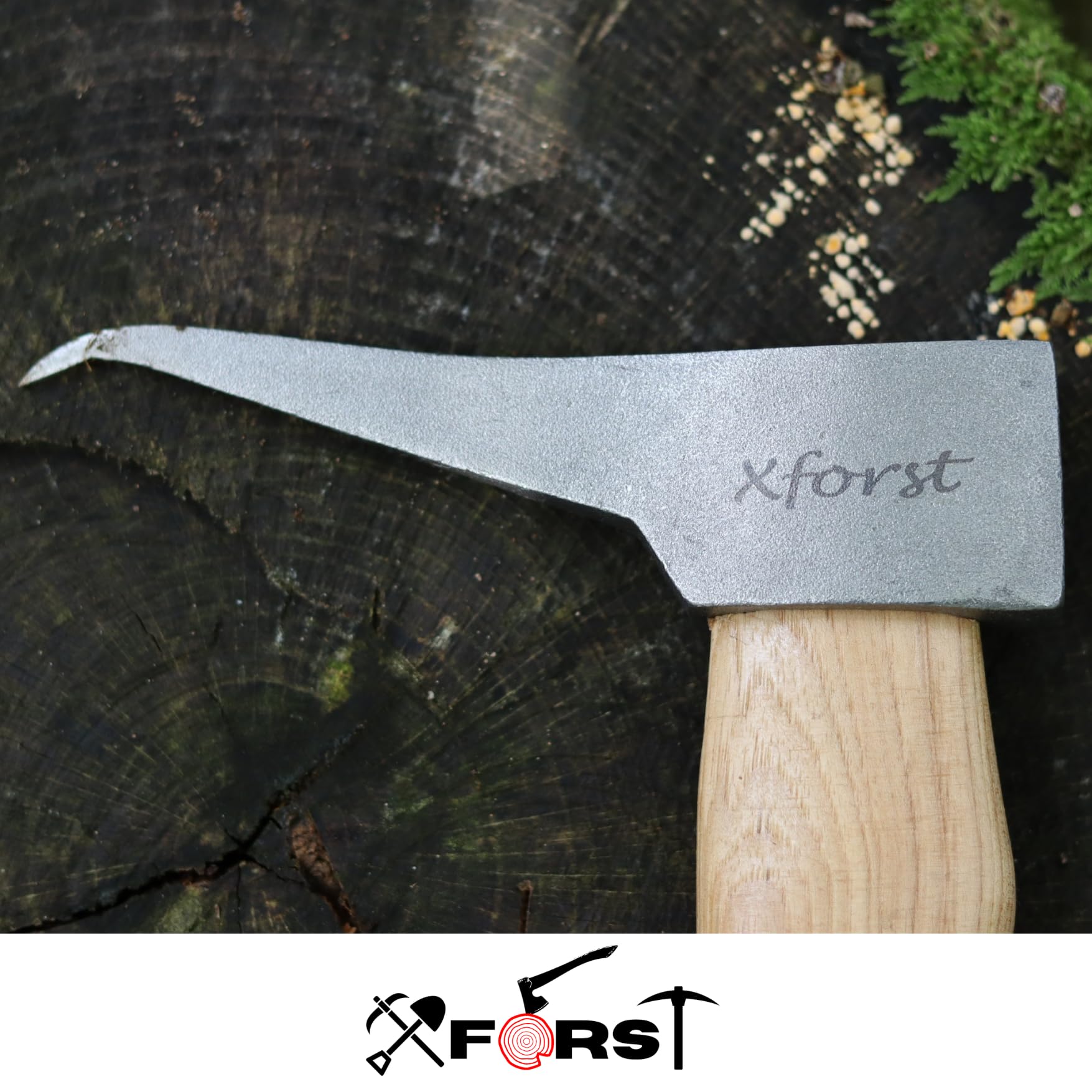 Xforst X-P500 ZAPA de Mango, Ideal para Mover y Recoger Troncos y trozos de Madera. con Mango de Madera Hichory y Cabeza Robusta de Acero al Carbono Forjado. Incluye Soporte para Martillo.