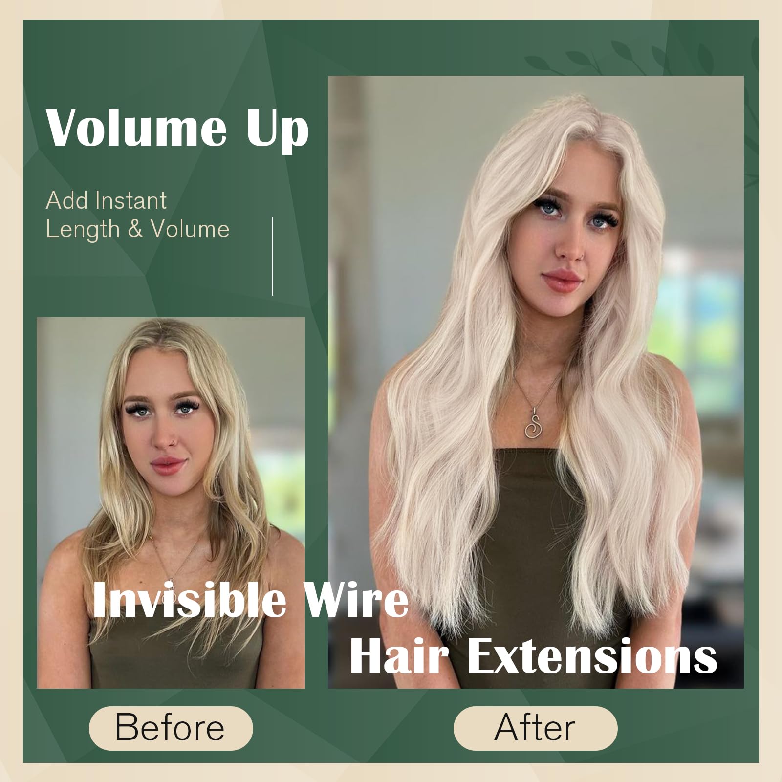 Amazon.com : Ugeat Wire Hair Extensions Real Human Hair  display picture 3