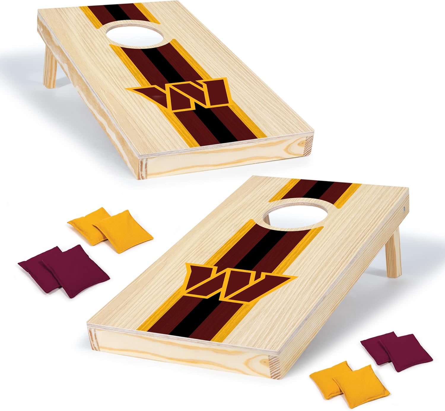 NFL Football Washington Commanders 1' x 2' Travel Size Solid Wood Cornhole Set with Direct Print HD Team Graphics – Great Gift for Any Sports Fan! Bean Bag Toss Family Games for Outdoor Play