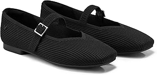 VIVAIA Margot Mary Jane Women Flat Shoes Slip on Square-Toe Washable Shoes Comfortable for Work with Arch Support