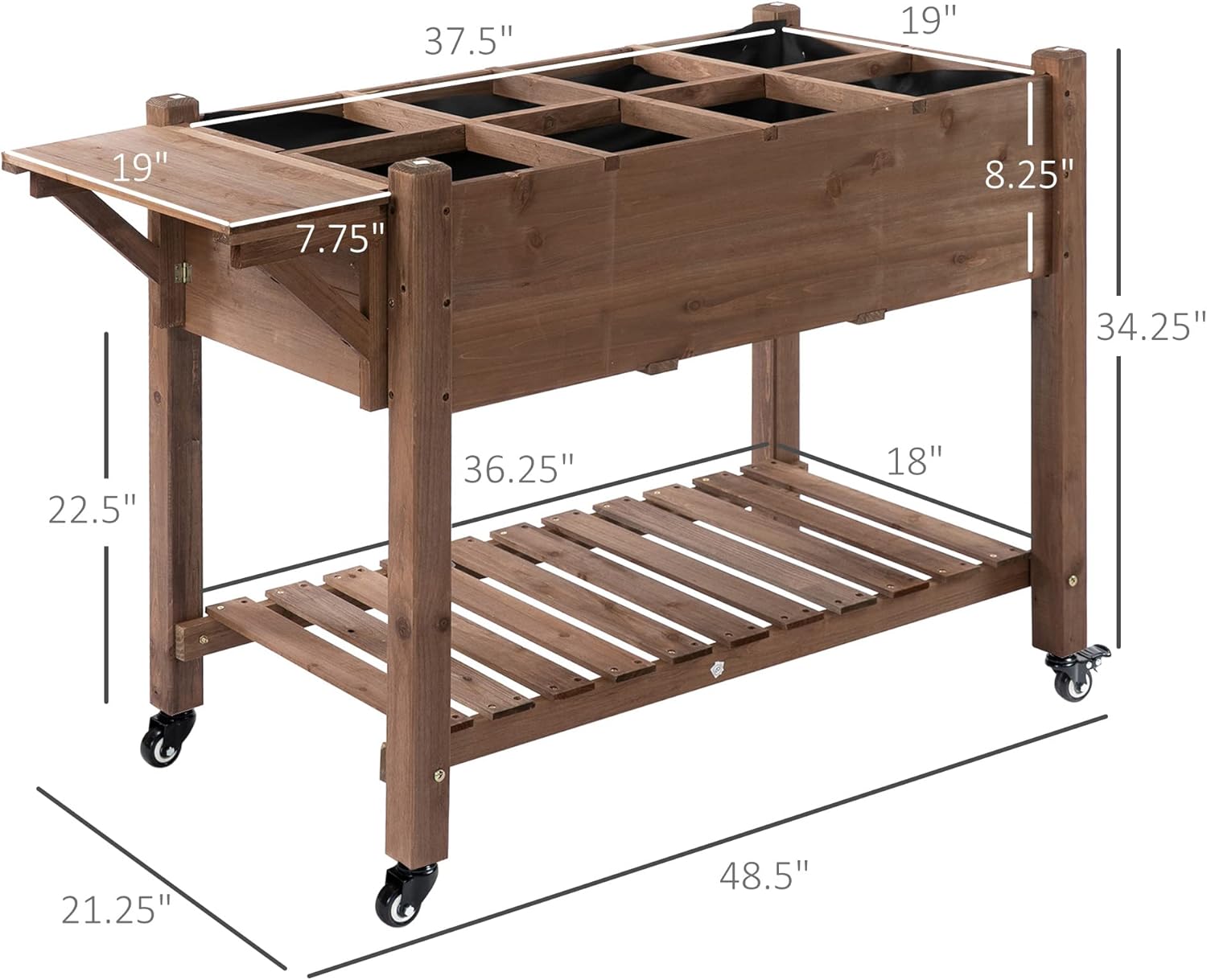 Diagram showing detailed dimensions of the Outsunny Raised Garden Bed