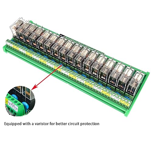 Miniatura 2 de Módulo de interfaz de relé de montaje en carril de 16 canales ACDC 12V Relé de potencia enchufable PNP NPN SPDT 16A, G2R-1-E