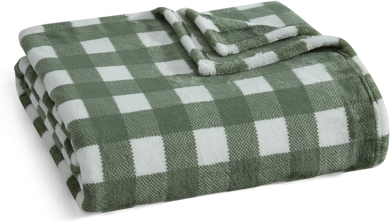 Martha Stewart - Blanket, Incredibly Soft Throw Blanket for Couch or Bed, Printed Plush & Oversized Bedding (Madison Gingham Green, 60" x 70") - Image 2