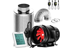 VIVOSUN 8" Inline Fan with 25ft Ducting, Carbon Filter, Temperature Humidity Monitor