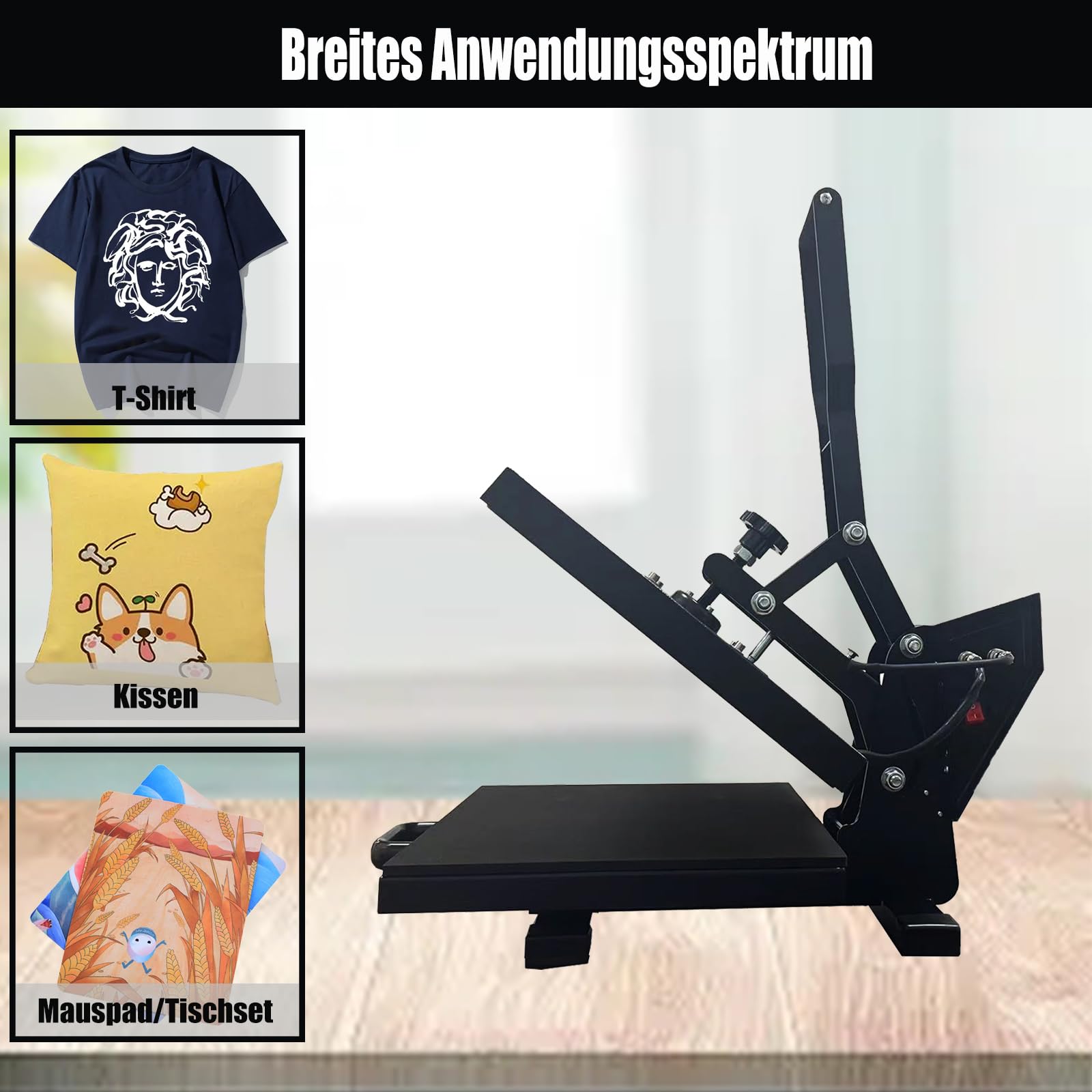 38x38CM 1400W Heat Pressing Digital Heat Press Machine, for T-Shirt Canvas Bag Mouse Pad Transferring Designs Artwork 15"x15"