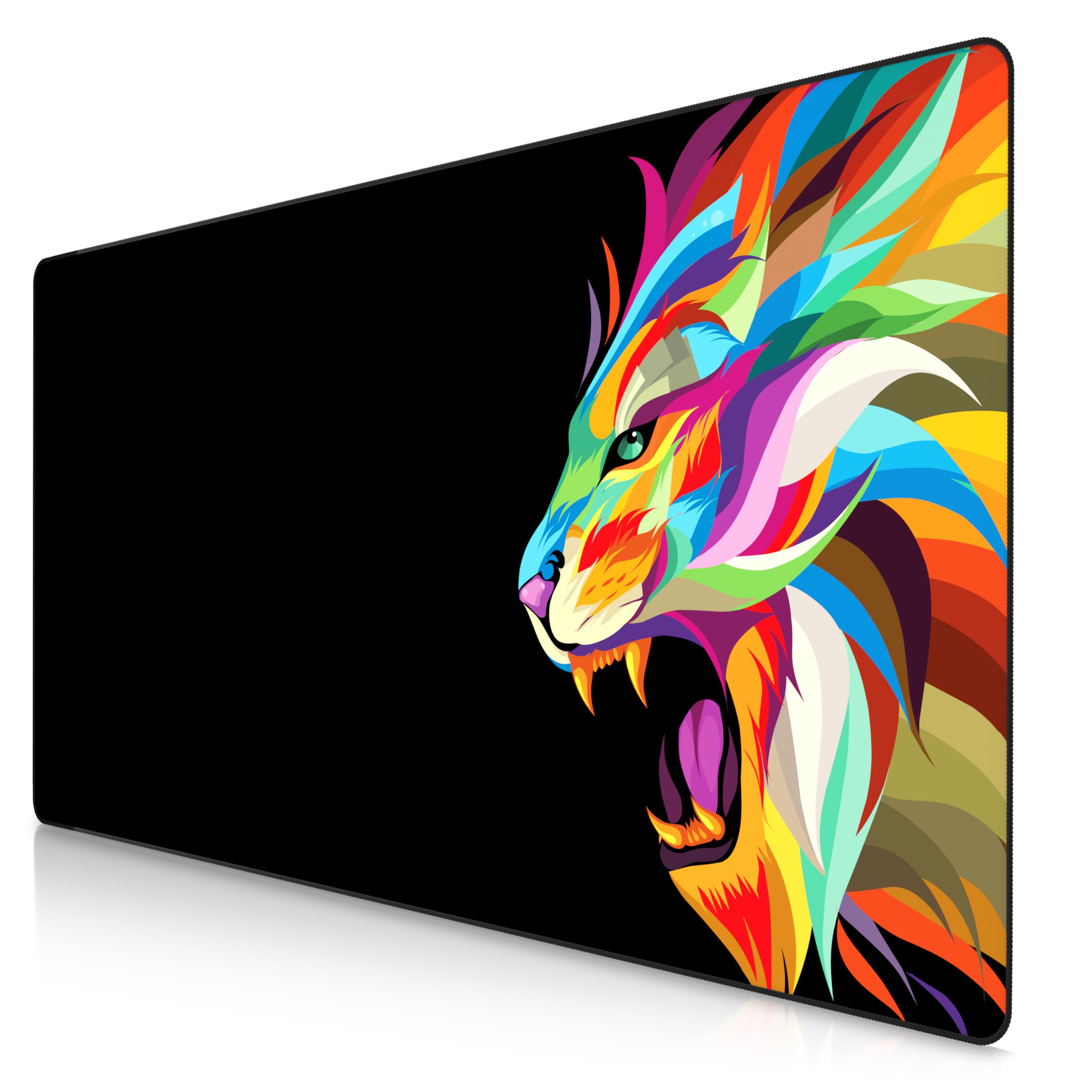 Titanwolf XXXL Übergröße Mauspad 1200x600mm, Gaming Mousepad Groß,120x60 cm Tischunterlage Large Size, verbessert Präzision und Geschwindigkeit XXXL, für Logitech Maus und Tastatur, Color Lion 2