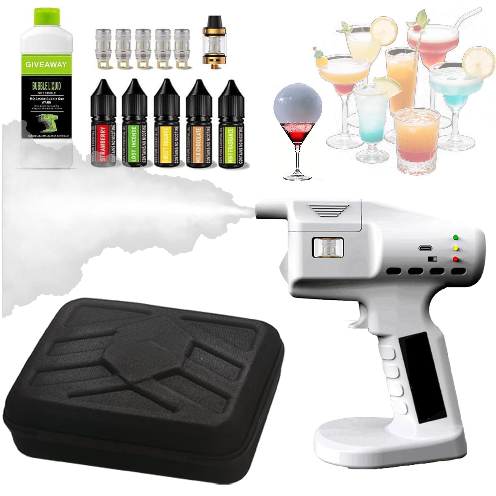 Affumicatore cocktail Fumatore Elettrico Multiuso per Alimenti e Cocktail | Nebulizzatore a Fumo Freddo con Ricarica USB, Effetto Visivo Creativo per Bar e Cucina Gourmet