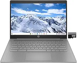 HP Notebook Chromebook 14" HD para estudantes universitários e negócios, Chrome OS, processador Intel Celeron N4120, 4 GB de RAM, 64 GB de armazenamento, Bluetooth, Wi-Fi, cinza moderno, cartão