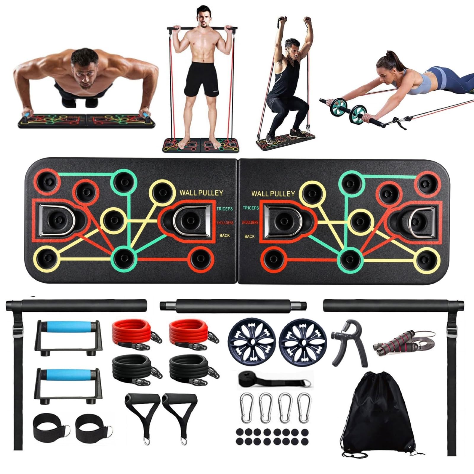Foldable Push Up Board Multifunctional Push Up Bracket Board Arm Abdominal Muscle Training Portable Calisthenics Equipment For Men & Women Target Chest, Back & Triceps For Home Gym(Suits B)
