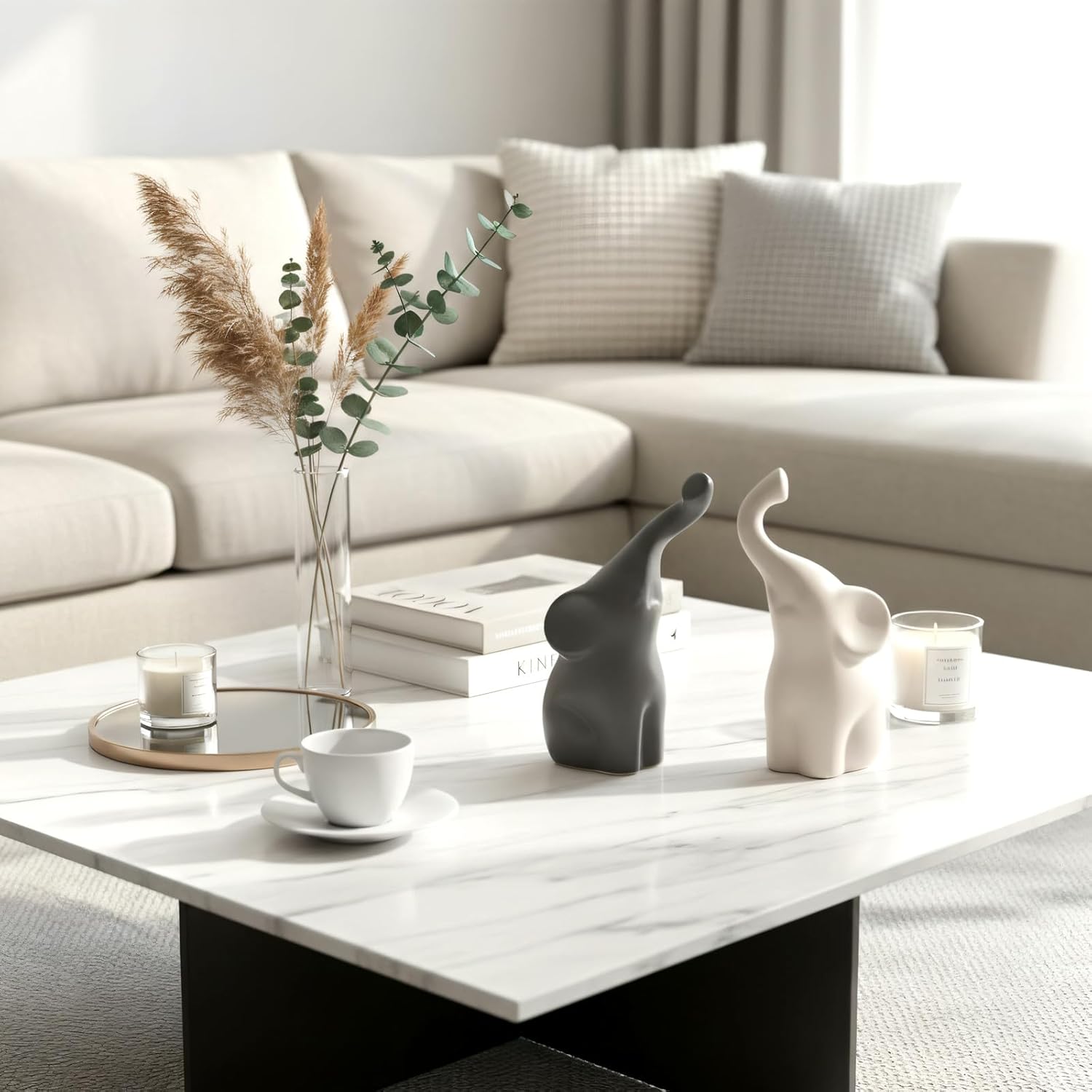 Elephant Statue Couple Ornament Elefante Ring Holder Table Top Shelf Bookends Love Aesthetic Sculptures Decoraciones para Sala Animal Figurines Home Decor Valentine's Elephant Gifts for Women - Image 5