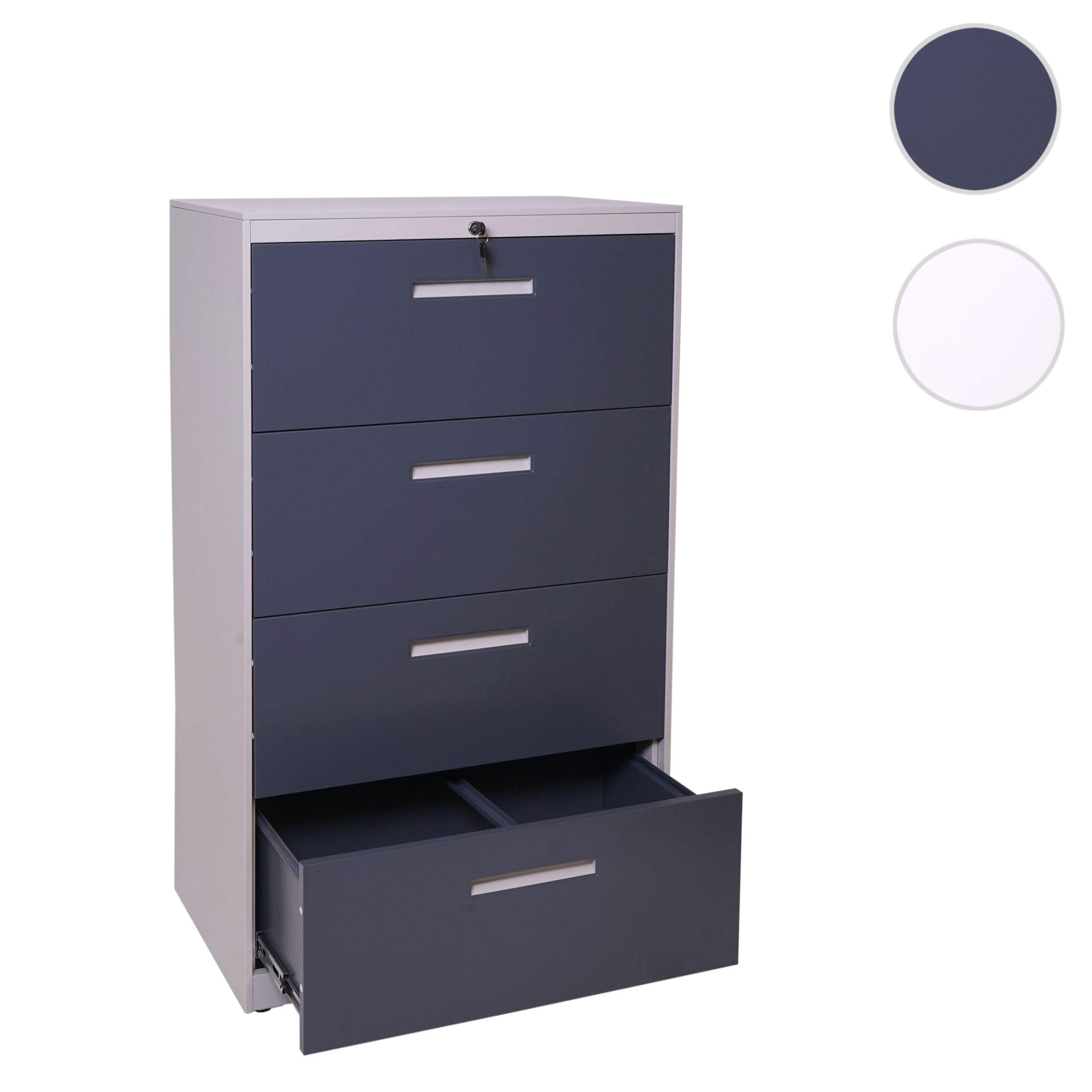 Mendler Classeur Suspendu HWC-A10 A4 verrouillable 132x76x46cm Gris Gris foncé