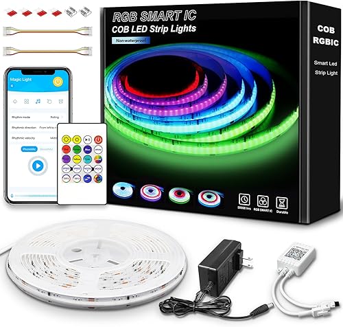 Miniatura 11 de GUPUP Luces LED WiFi de 50 pies, tira de luces LED controladas por aplicación inteligente, compatible con dispositivos Alexa y Google Assistant,