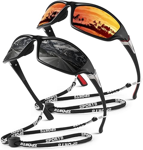 WEAROYO Gafas de sol deportivas polarizadas para hombres y mujeres, gafas rectangulares de conducción de pesca, protección UV400