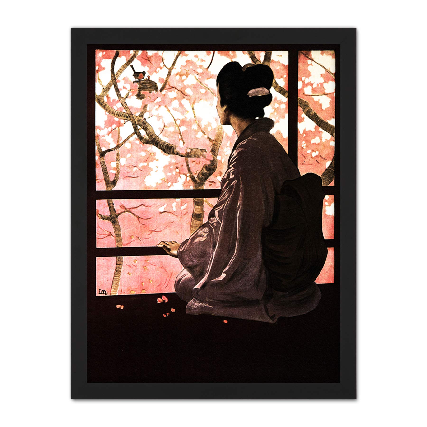Wee Blue Coo Opera Madame Butterfly Japanese Artwork Framed Wall Art Print 18X24 Inch