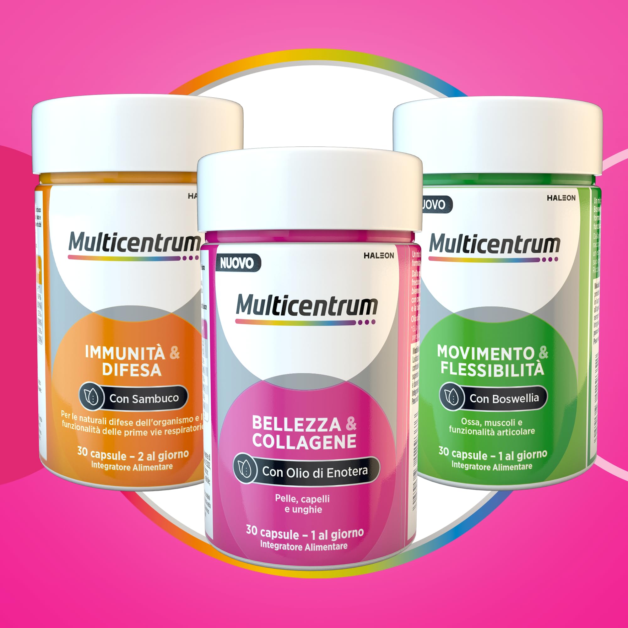Multicentrum Bellezza&Collagene, Integratore Alimentare con Collagene, Biotina, Vitamina C e Olio di Enotera, specificamente formulato per Pelle, Capelli, Unghie, Adulti, 30 capsule