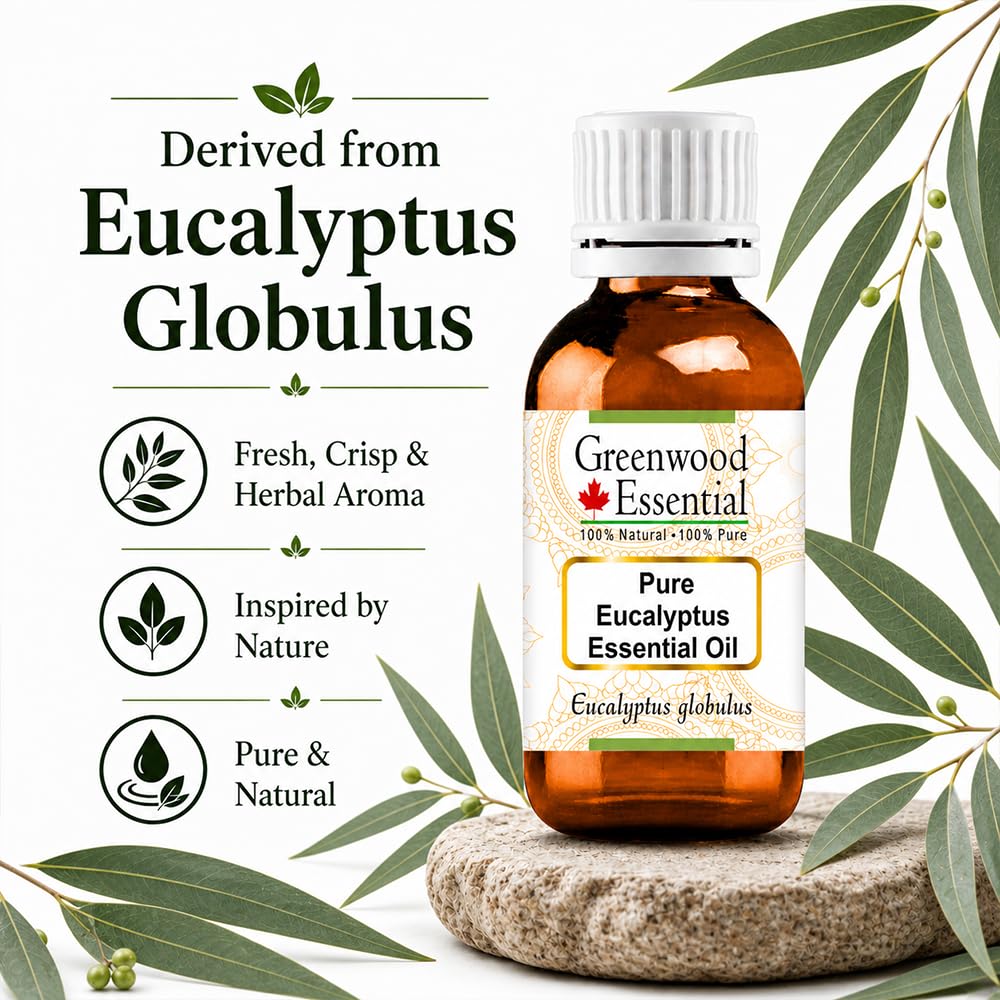 Greenwood Essential Naturreine Ätherisches Eukalyptusöl (Eucalyptus globulus) Dampfdestilliert 100ml X 2 (6.76 oz)