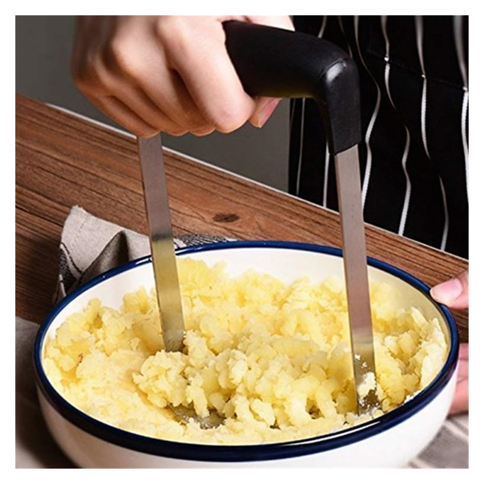 Edelstahl-Kartoffelstampfer, faltbarer Gemüse- und Obstreiser, handgehaltener Knoblauchpresser(Potato ricer b)