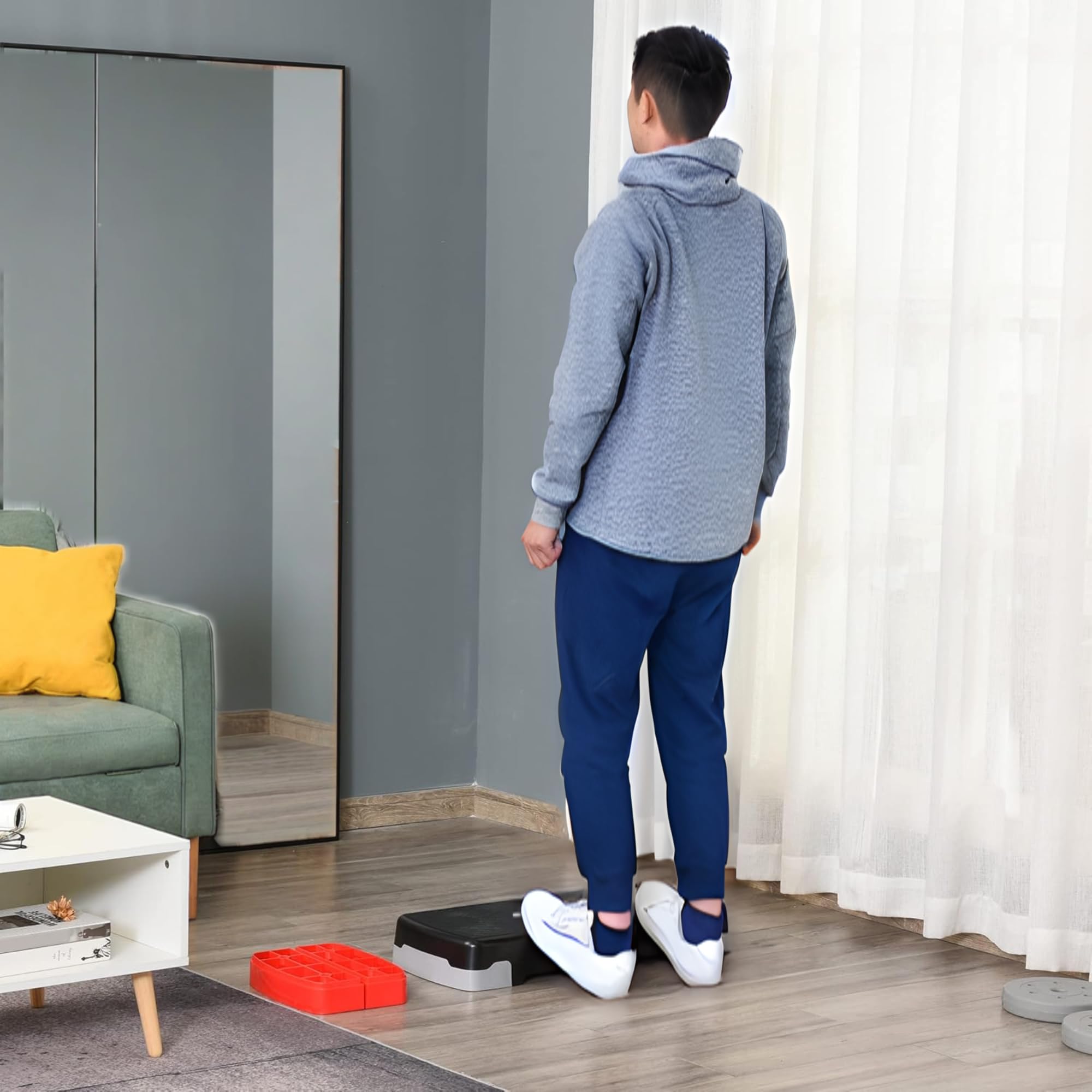 Steppbrett Fitness Aerobic Stepper Höhenverstellbar Step Bench Mit Stufen. Rutschfestes Trainingsgerät Für Büro Und Zuhause. Trainingsgeräte Für Zuhause