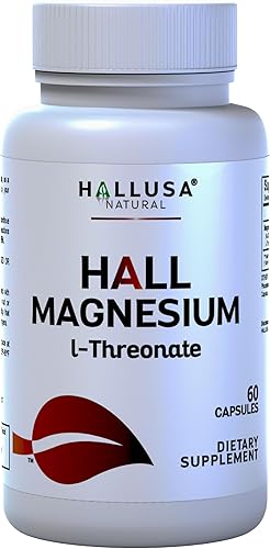 HALLMAGNESIUM L-Threonate 2000mg - Polvo de magnesio calmante, cápsulas de magnesio para la salud del cerebro, apoyo cognitivo y apoyo para dormir,