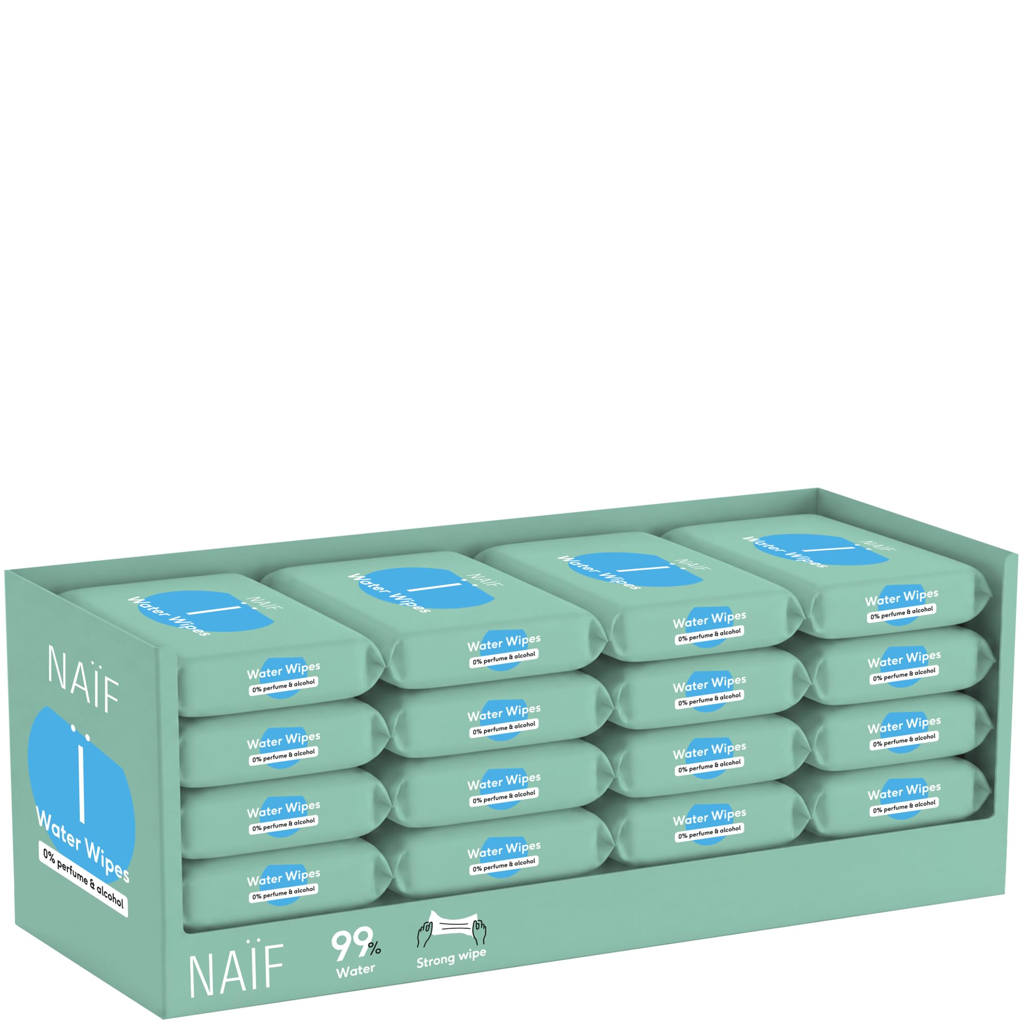 Naïf - Plastikfreie Feuchttücher - 864 Stück (16er x 54 Feuchttuch) - Pflege für Babypo, Körper und Gesicht - 99% aus Wasser - 0% Parfüm und Alkohol