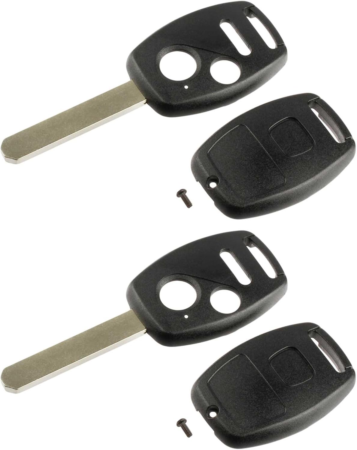 Key Fob Keyless Entry Remote Shell Case & Pad fits Honda 2007-2008 Fit / 2005-2010 Odyssey / 2005-2008 Pilot / 2006-2014 Ridgeline, Set of 2