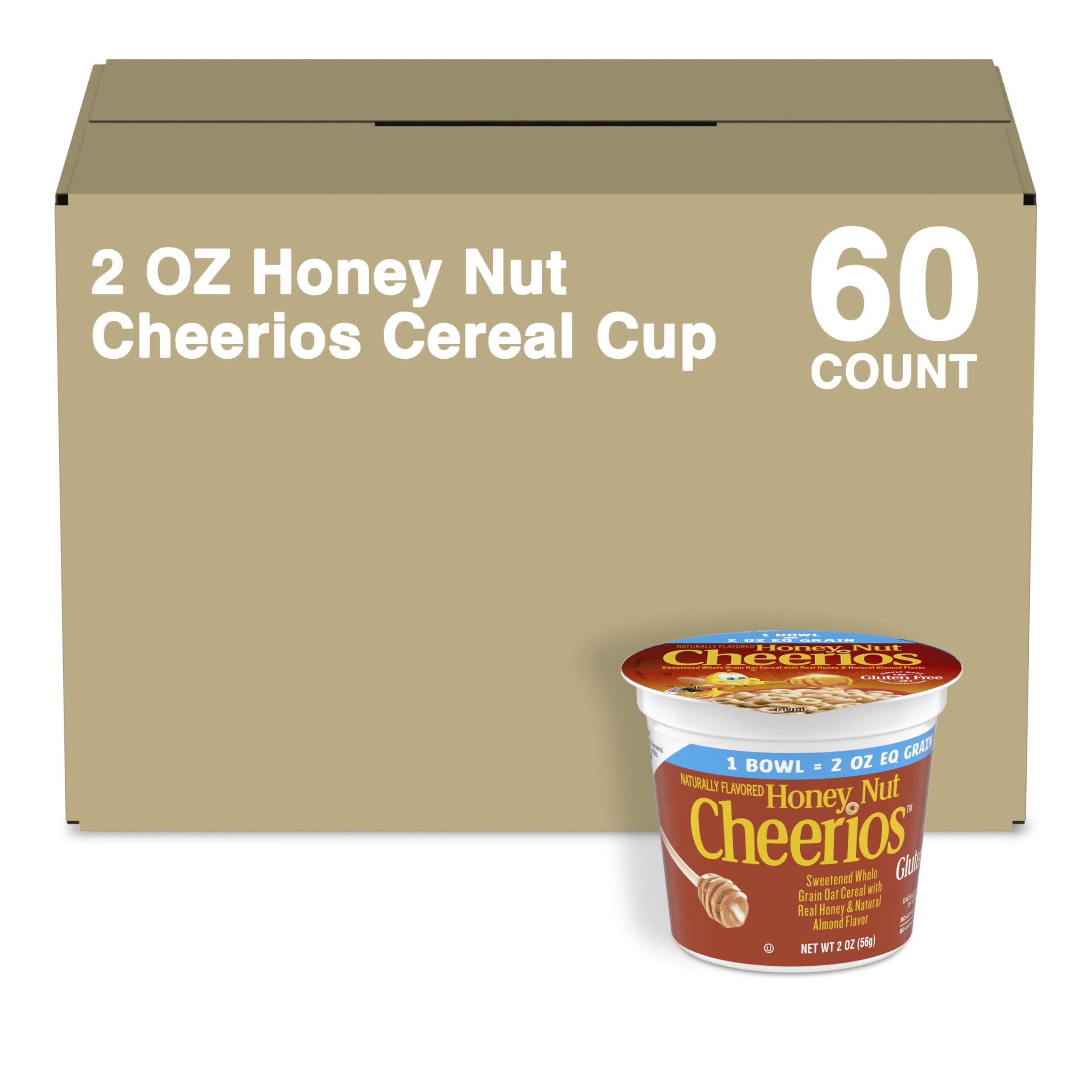 Honey Nut Cheerios Cup Cereal, 2 Oz (Pack of 60)