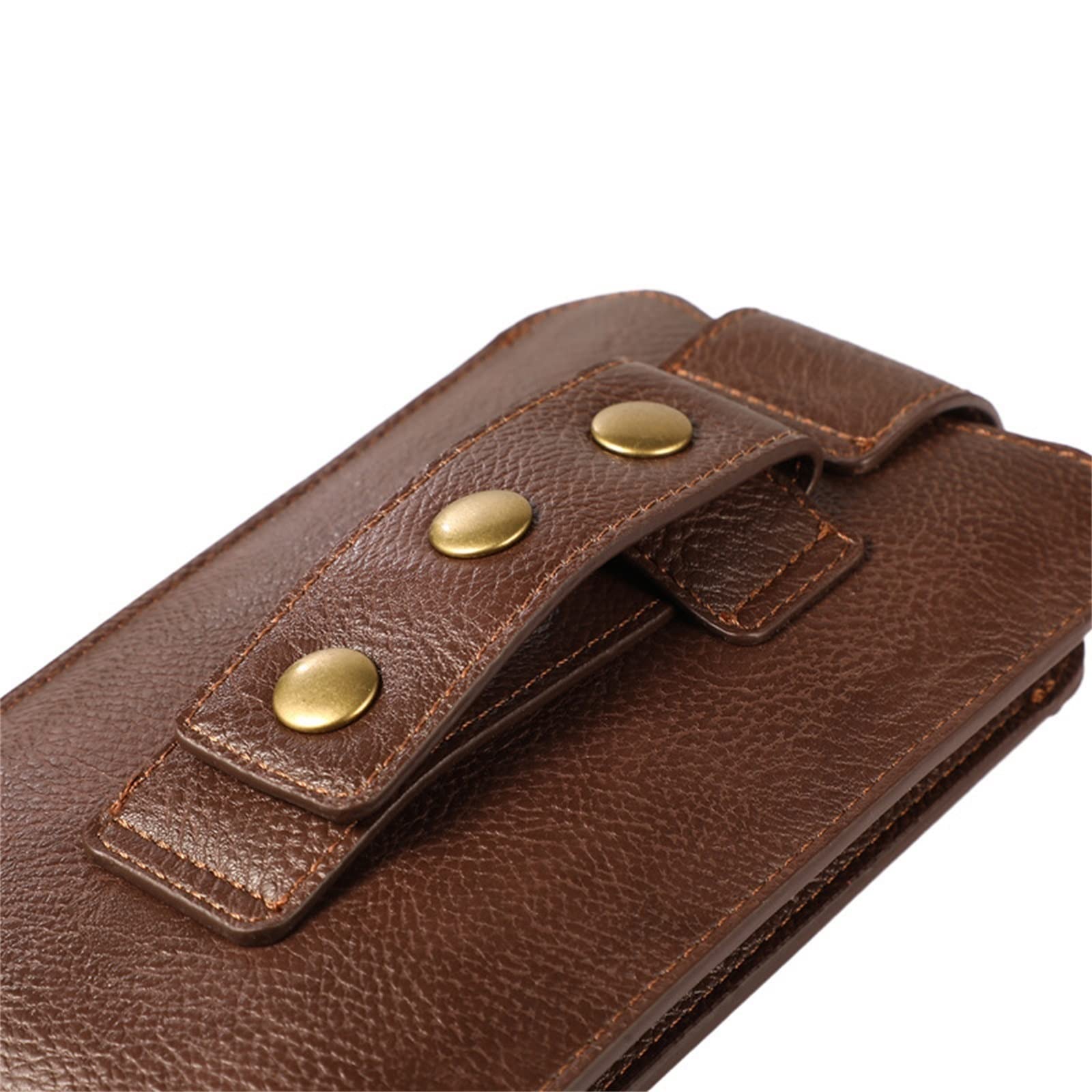 Handy-Gürteltasche für Herren Verstellbare doppellagige Gürteltasche Handytasche Flip Bag Ledertasche (Color : Brown, Size : 18.5X10.5X3CM)