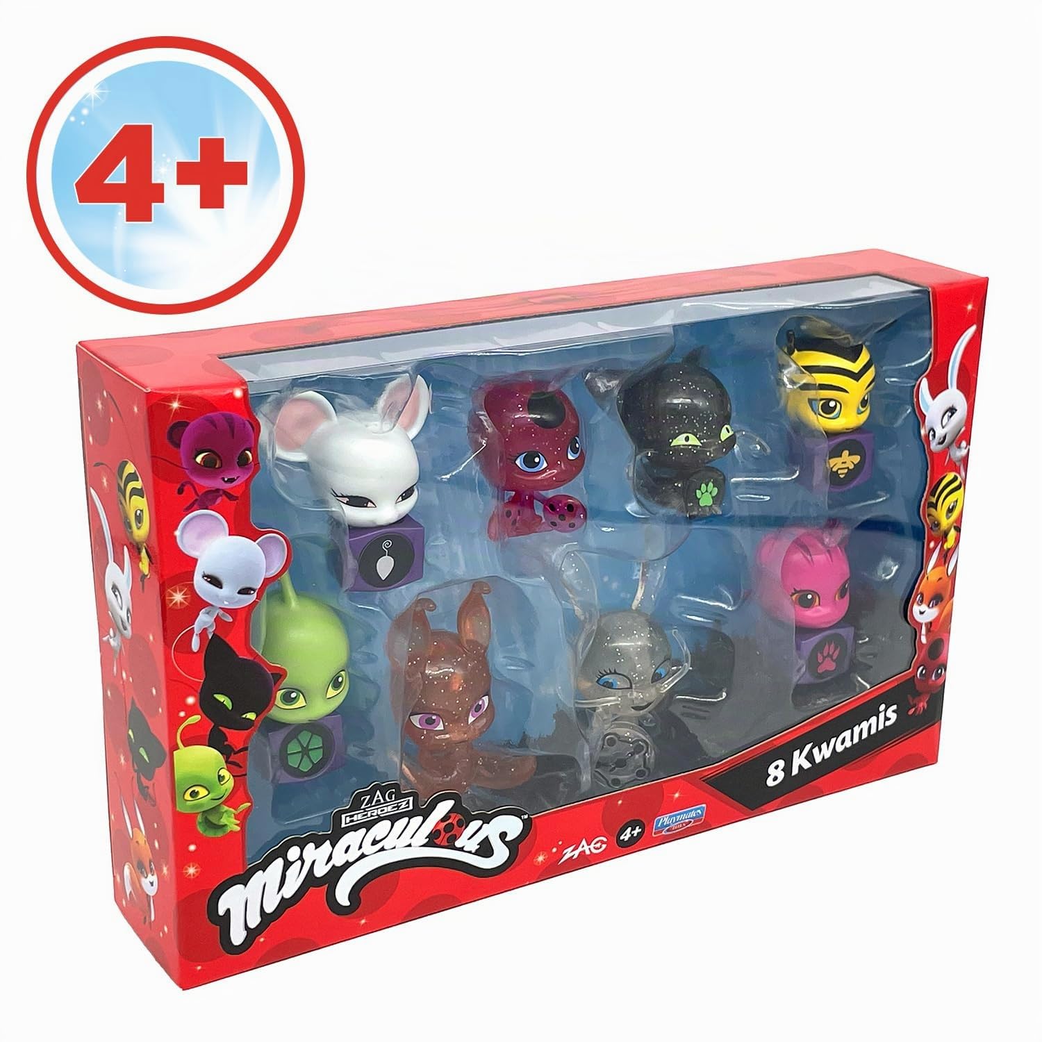 BANDAI - Miraculous - Confezione di 8 Kwami – Collezione di Mini-figure - Set con 8 Kwami - Piccole Figurine Carine Ladybug - Giocattolo per Bambini da 4 Anni in su - P50532