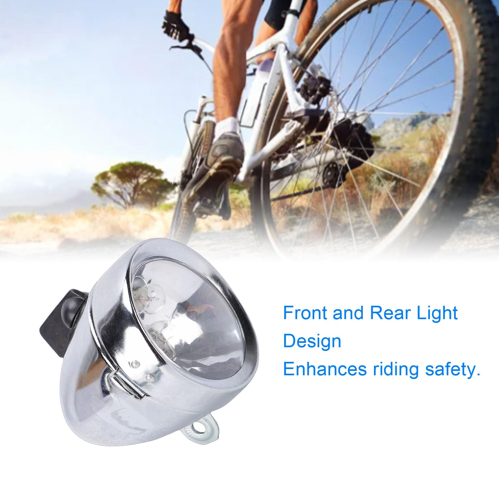 VBESTLIFE Kit de Luces Generadoras para Bicicleta, 12V, 6W, con Carcasa Metálica Resistente Al Agua, Juego de Luces Delanteras y Traseras para Entusiastas de Las Bicicletas Clásicas