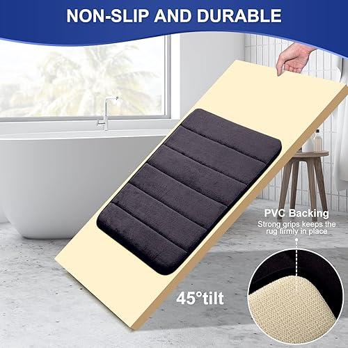 Miniatura 5 de Juego de 3 tapetes de baño de espuma viscoelástica, extra suaves, antideslizantes y absorbentes, gruesos, para suelo de baño, sala de estar y ducha