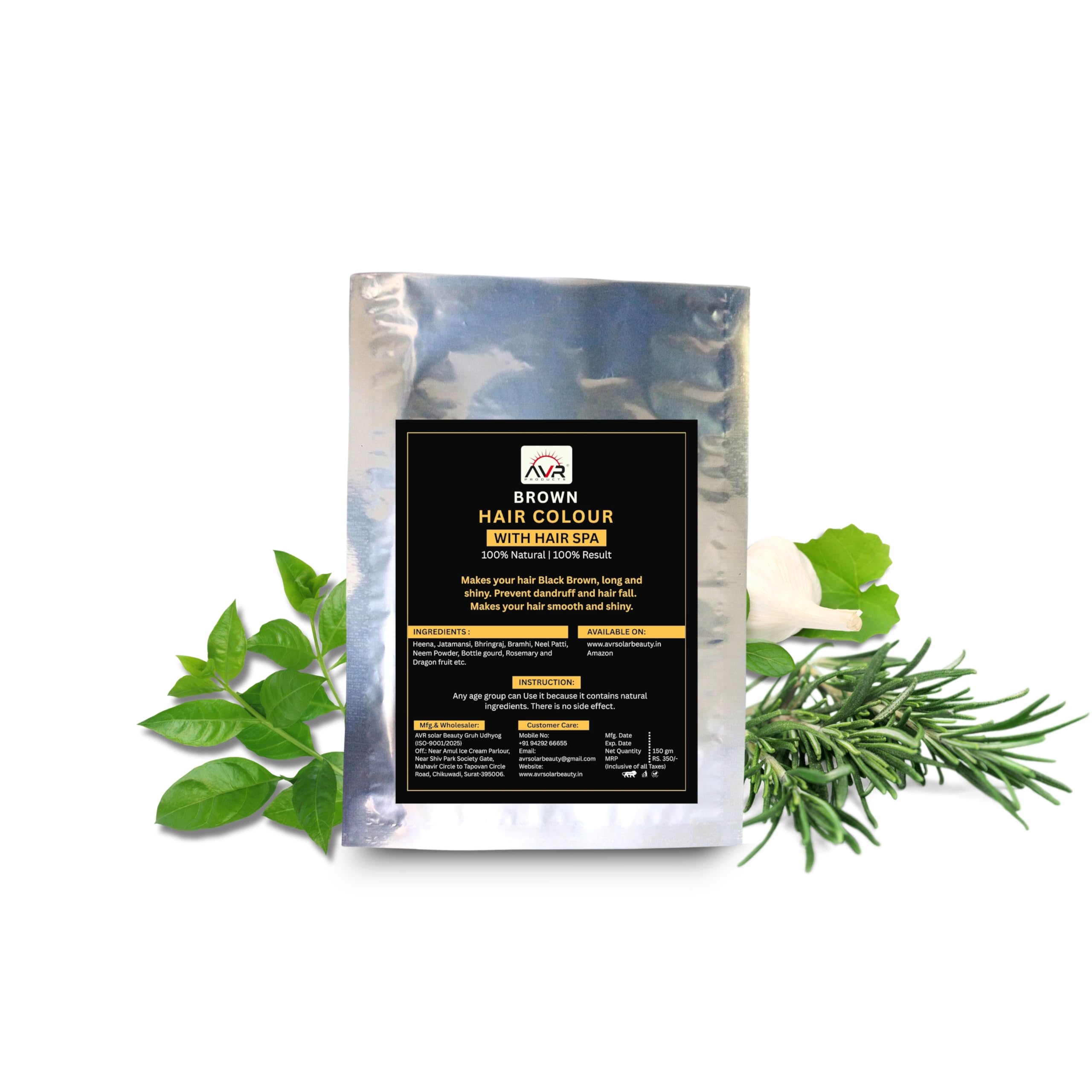 AVR Natural Black Brown Hair Colour With Spa Effect, 100g, Black Brown Hair Color with Heena, Brahmi, Rosemary, Dragon Fruit and Jatamansi-image-17