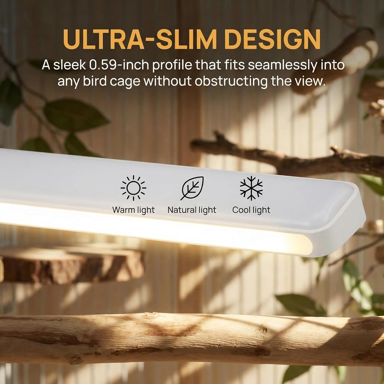 Bird Cage LED Light 3 Color Modes, USB Rechargeable, Adjustable Brightness