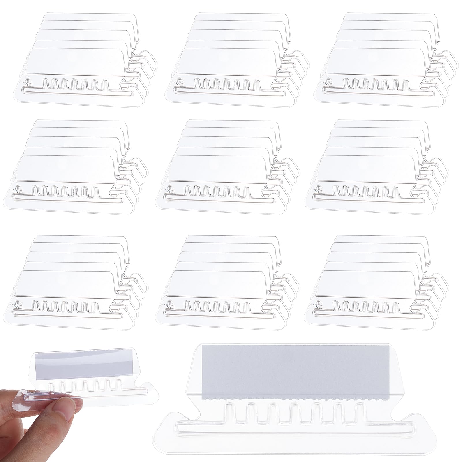 NICENEEDED 100 PCS Hanging File Folder Tabs 2 Inch, Plastic Hanging Folder Tabs Clear Hanging File Folder Tabs with Inserts
