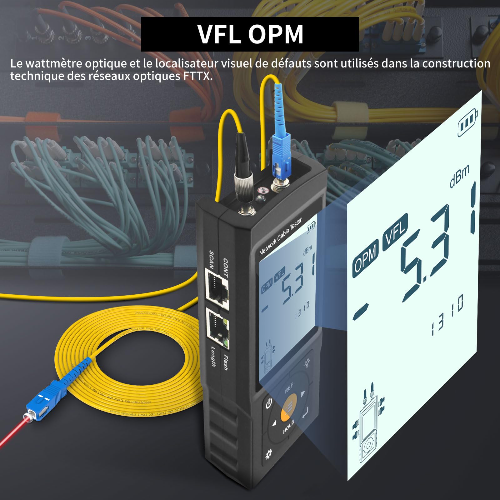 Henkion Testeur RJ45 Professionnel Traceur de Câbles Réseau Multifonction, test de continuité UTP et défaut connecteur, longueur, OPM, POE 802.3af/at/bt etPOE non standard, clignotement port, NCV