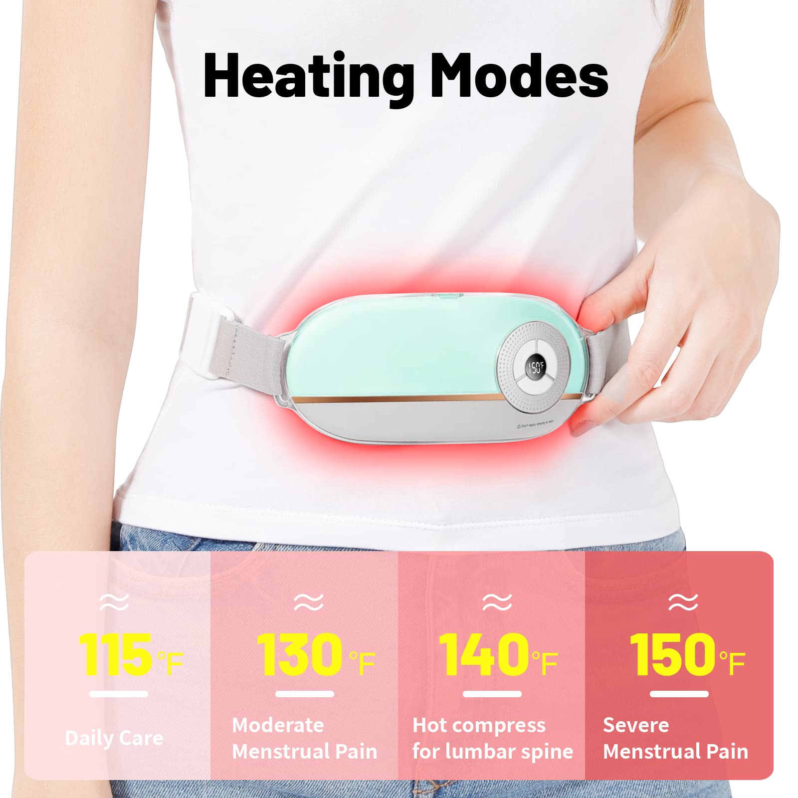 Heating Pads for Cramps, Menstrual Portable Cordless Heating Pad with 4 Heat Levels and 4 Massage Modes, Heating Pad Gift for Back Pain Gift for Women (Green)