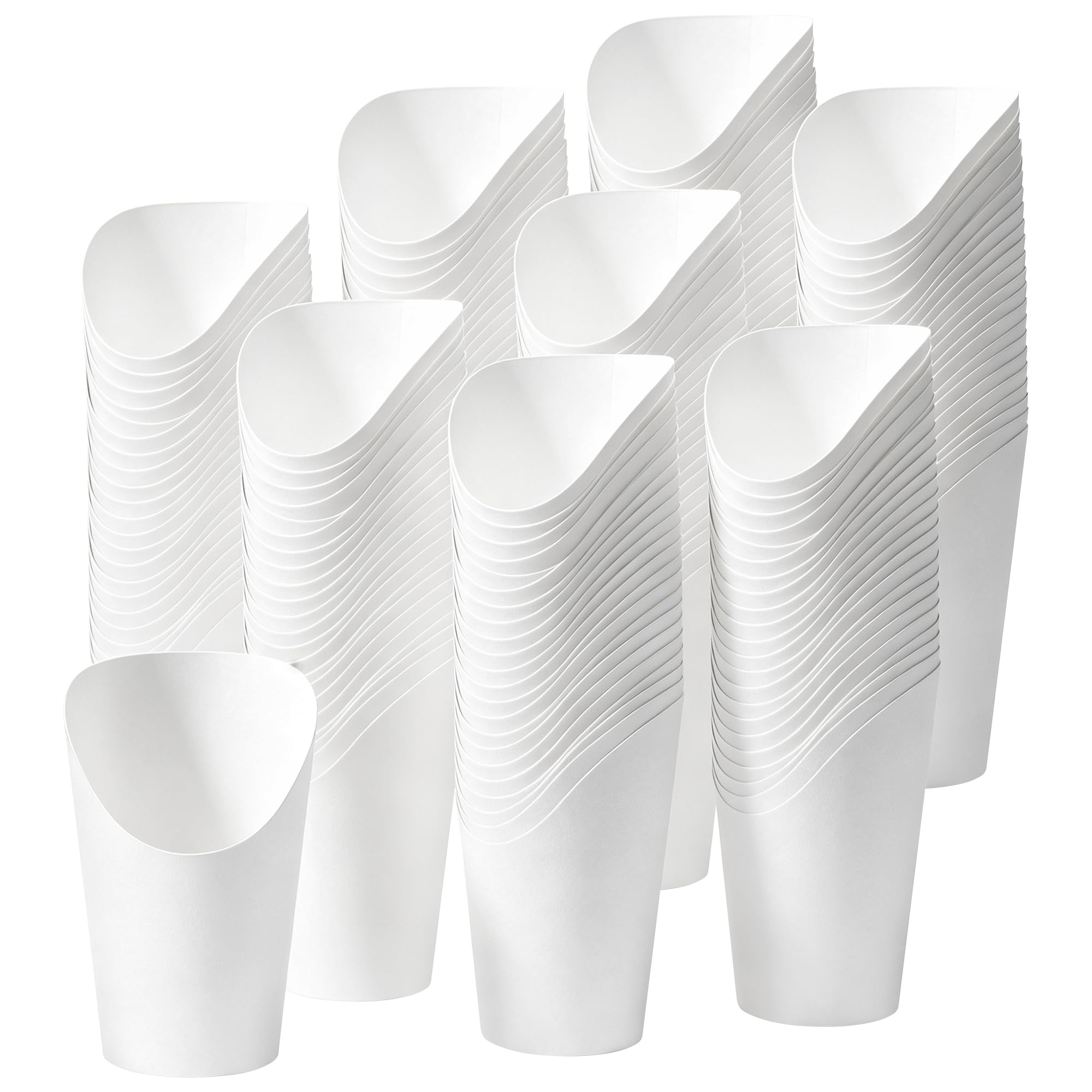 DAKFOOK 200 PCS 12oz French Fries Holder, White Kraft Paper Charcuterie Cups, Grease-Resistant French Fry Cups for Snack, Crisps, Popcorn, Ice Cream, Appetizer