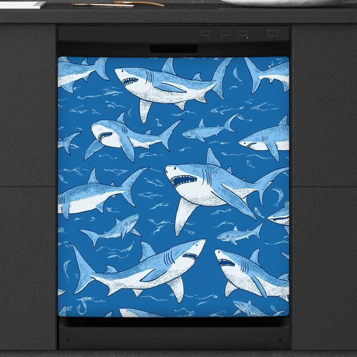 Funda magnética para lavavajillas de tiburones ideal para alegrar la cocina familiar moderna 8