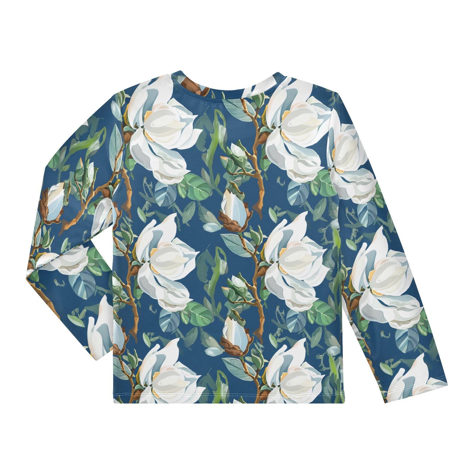 Magnolia Branch Leaves Boy's Rash Guard Swim Shirt Long Sleeve Sun Shirt for Kids Toddler UPF50+ 4T