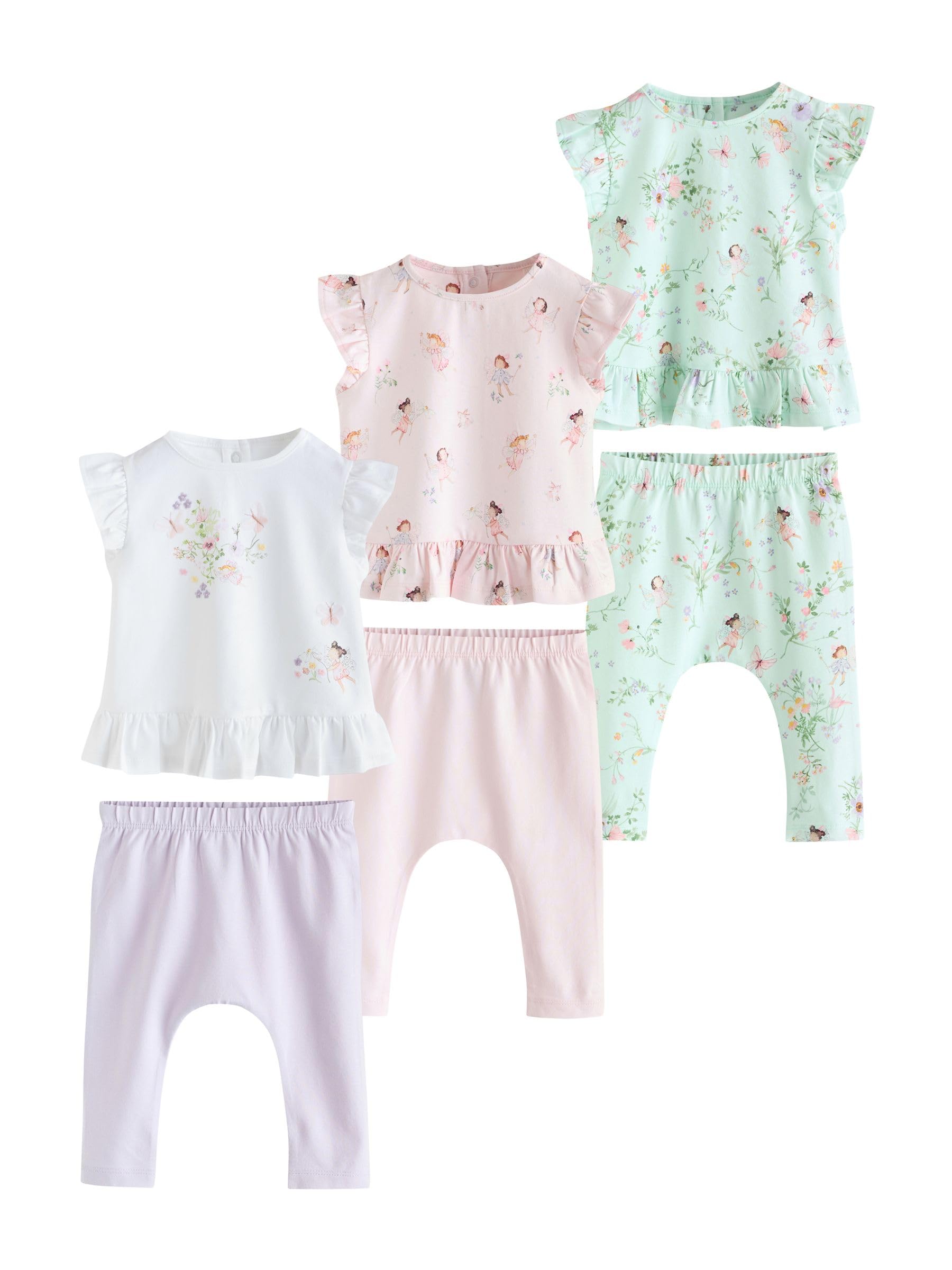 NEXT Baby Mädchen Baby Kurzarm-Oberteil und Leggings im 6-teiligen Set