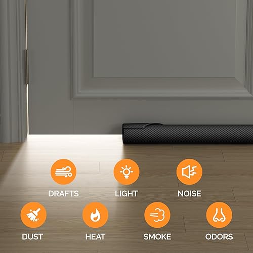 Miniatura 3 de fowong Tope para puerta de 30 a 36 pulgadas, insonorizante, bloqueador de corrientes de aire debajo de la puerta, sello de tapón de ruido ajustable,