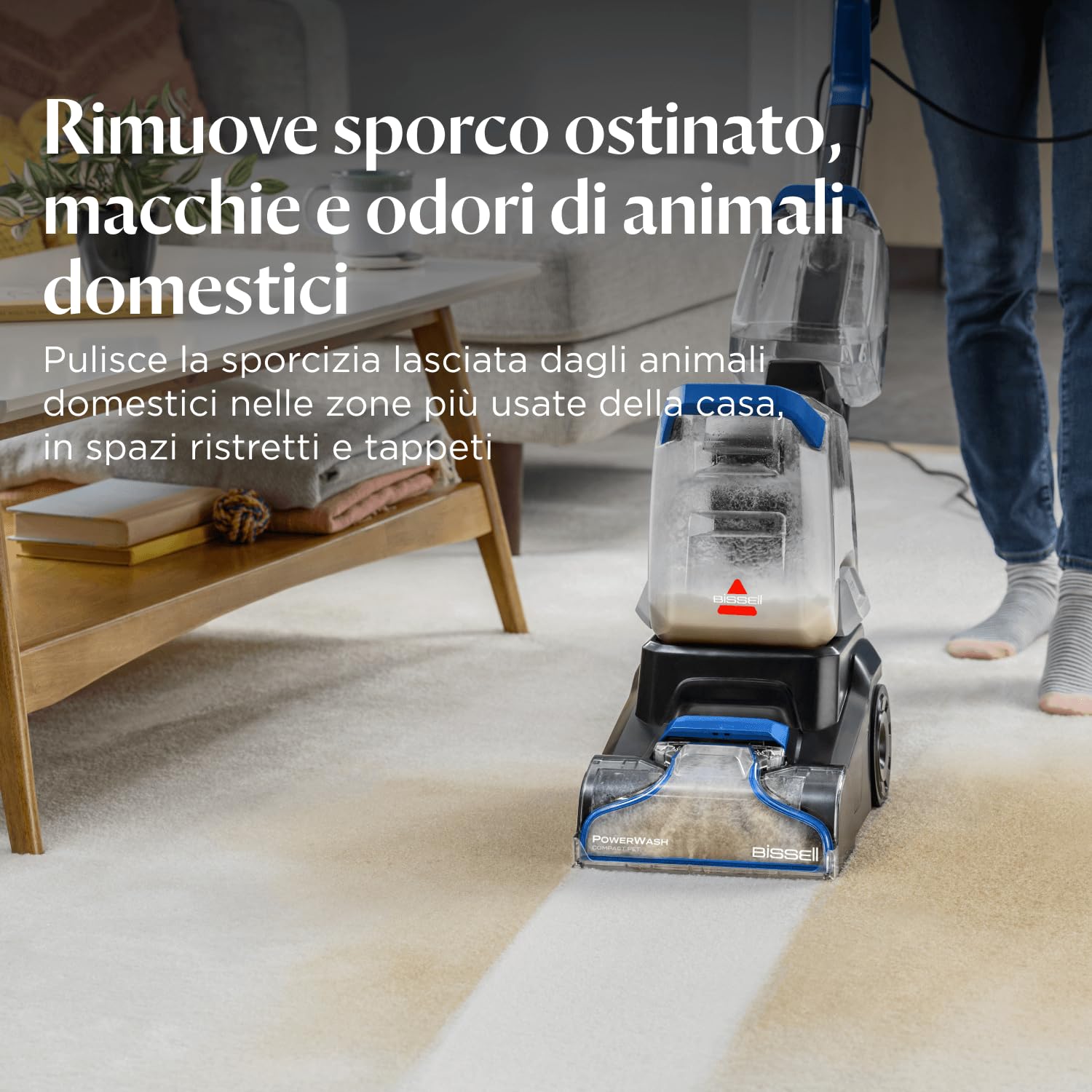 BISSELL PowerWash Compact Pet, Lavatappeti e Lava tappezzeria, Compatto per Macchie di Animali e Odori, Pulitore Multisuperficie, Tubo e Accessori Rimovibili, 600W, Portatile, con Cavo, 4058N